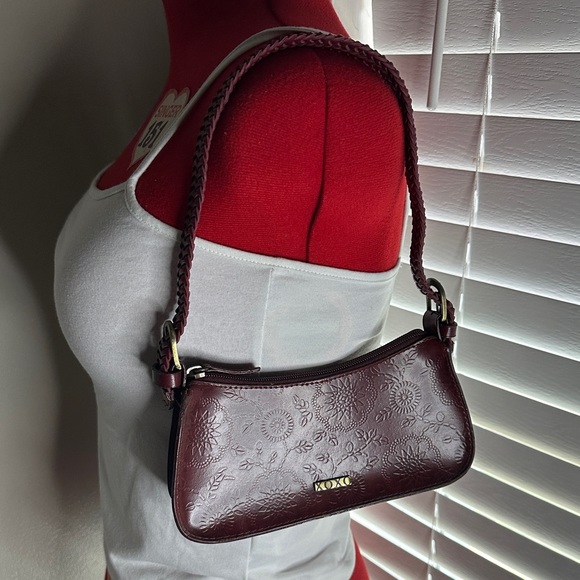 XOXO Deep Red Embossed Shoulder Bag - Picture 1 of 7